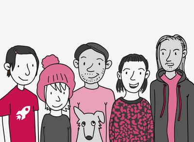 Unser Team: Rico, Eva und der kleine Hund Pepe, Florian, Lisa und Robert Unser Team: Rico, Eva und der kleine Hund Pepe, Florian, Lisa und Robert