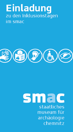 Einladungscover mit Piktogrammen wie Leichte Sprache, Deutsche Gebärdensprache