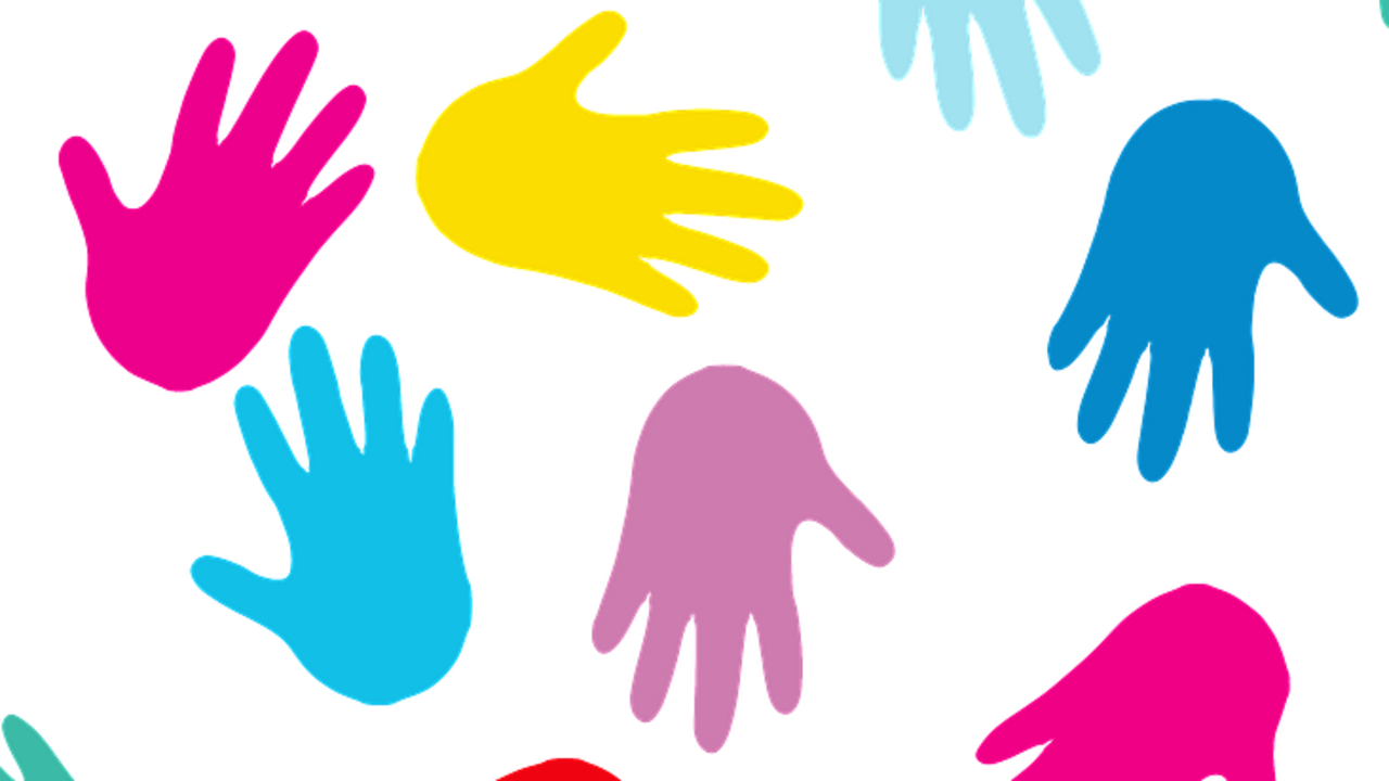 Handabdrücke bunt Handabdrücke in bunter Farbe als Grafik